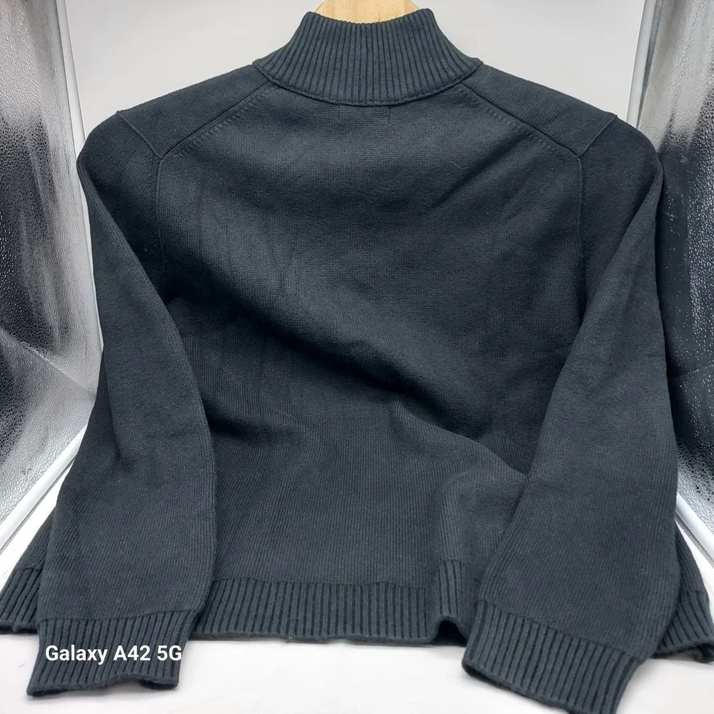 Banana Republic Mens Black Ribbed Mock Neck Button Sweater 804745-00-1 L